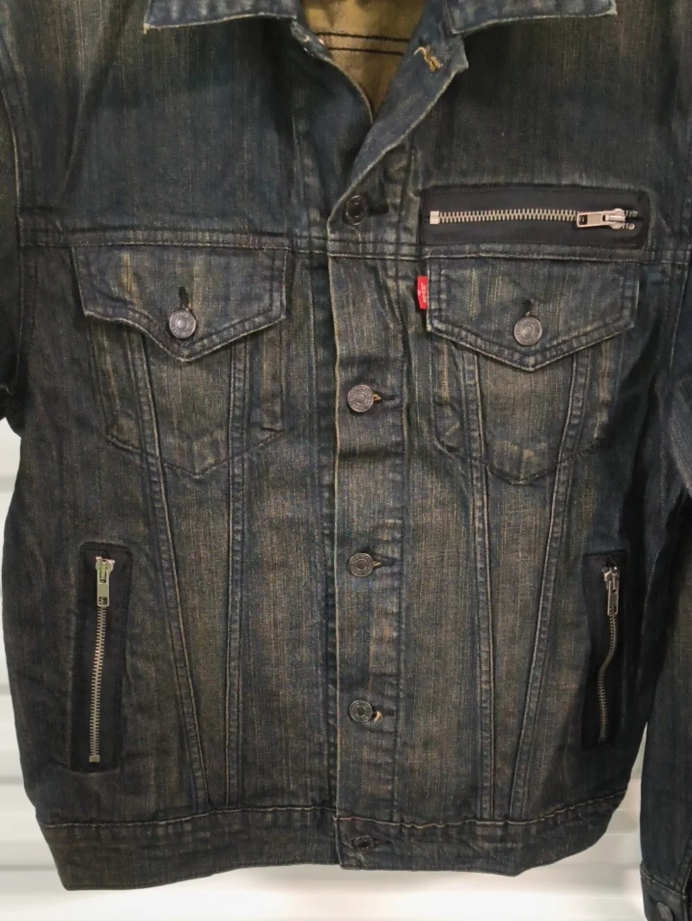 Levi's Men's Button Front Cotton Denim Trucker Jean Jacket Blue Black Medium